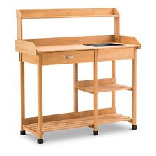 MCombo Pflanztisch Gärtnertisch Blumentisch mit Waschbecken Ablage Natur 0458