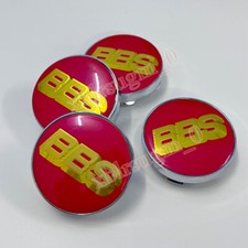 4x BBS Nabendeckel Felgendeckel Nabenkappe Nabendeckung Alufelgen Rot Gold 60mm