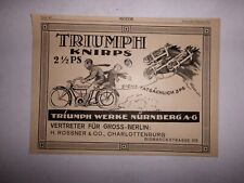 1921 ORIGINAL WERBUNG TRIUMPH KNIRPS 2 1/2 PS NÜRNBERG OLDTIMER