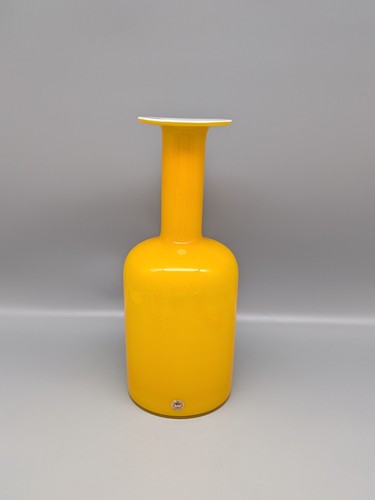 60er jahre gelbe opalglas vase - opalglas,