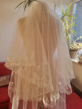 Lange Schleier mit Kamm, Stickerei,  ivory, Neu,Braut