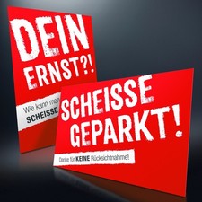 50 x Scheiße geparkt Hinweiszettel | ROT | Knöllchen für Windschutzscheibe