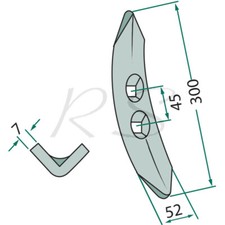 Schar 300x52x7mm f. Köckerling Federzinkengrubber (504009) Schare Grubber 2-Loch