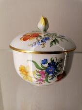 Meissen große Dose Zuckerdose Schmuckdose Porzellan Blumen Blüten Gold 1. Wahl