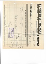 Rechnung / Schäfer & Thomas LEIPZIG / Möbelstoffe / 1936