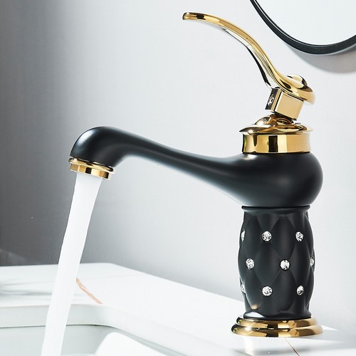 Schwarz gold waschtischarmatur - schwarz,