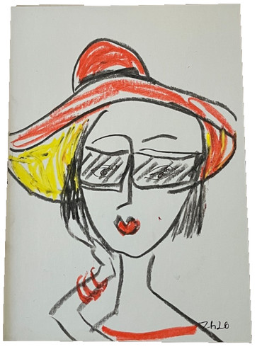 Kubistische frau hut portrait - kubistische,