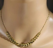 18K 750 Dubai UEA Saudi Gold Panzer Kubanische Halskette Damen 16” lang 6,4g