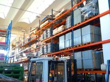 2 x 11,3 m Palettenregal 6 m hoch, Schwerlastregal. 10 Rahmen, 64 Traversen 3t/E