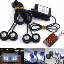 SET 4 STÜCK EAGLE EYES WEISS 6000K FERNBEDIENUNG BLITZ STROBOSKOP AUTO TUNING 12V