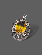 ✅ Antiker Jugendstil Anhänger Aus Silber Mit Großem Citrin 800 EH