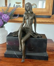 Bronzefigur Jungfrau Bronze Skulptur Frau Statue Akt Venus Erotik Göttin Deko