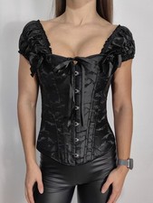 Korsett Top Schwarz Damen Corsage Corsagentop Vollbrust Sexy Corsett  Gothic