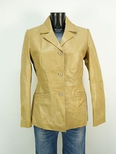 STEFANEL  LEDER JACKE GR S / BEIGE & 100% LEDER   ( M 1232 )