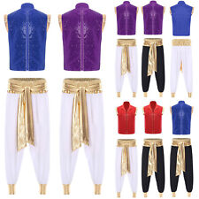 Herren Aladin Kostüm Halloween Pailletten Arabischer Prinz Weste und Haremhose 