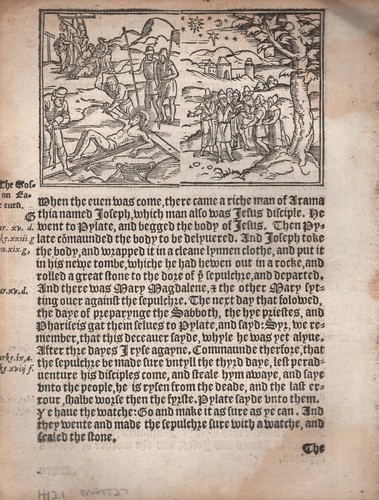 1566 tyndale bible leaf 500th - tyndale,