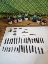 D Antik Schreibfeder Zeichenfeder Breitfeder Kalligraphie Tinte Set Konvolut