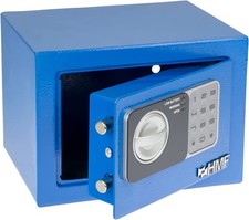 HMF Safe Tresor klein mit Zahlenschloss Möbeltresor blau Hotelsafe Geldschrank