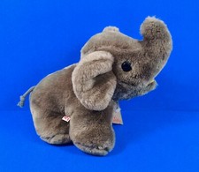 SIGIKID ELEFANT grau stehend Plüsch Holzplakette 23 cm groß sehr gut älter