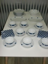 SELTMANN WEIDEN - Essservice CORA - Weiß/Blau - Polka Dots -  26tlg + Servietten