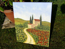 ORIGINAL Ölgemälde Toskana "Campagna Rustico" Haus Landschaft Italien *60 x 50 