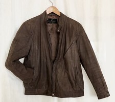 Lambertazzi Italy leichte Lederjacke Herren Gr. 50 M Braun Echtleder Velourleder