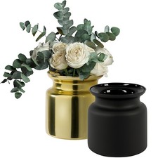 2 Tischvasen Schwarz & Gold im