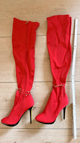 Rote strech overknee stiefel - strech-overknee,