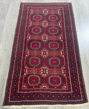 Schöner Afghan Turkmen Orientteppich  Perserteppich  191cm x 103cm 10606