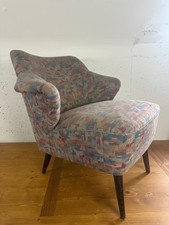 Vintage Cocktailsessel 50er Jahre Retro-Stuhl Armlehne Stoff Holzbeine 