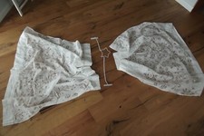 Betthimmel für Gitterbett Wandmontage 2 x Vorhänge weiss und weiss-rosa kariert 