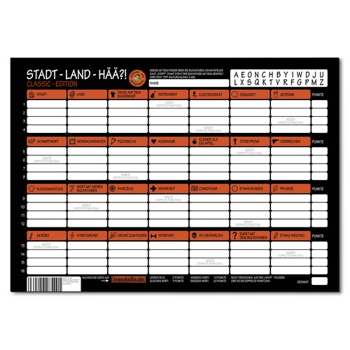 Stadt land hää spielblock - stadt,