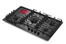 KB ELEMENTS Gaskochfeld 90cm - Gaskochfeld 4 Flammen, 1 x Glaskeramik, LPG