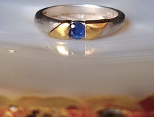 Ring Silber 925 Gold Saphir