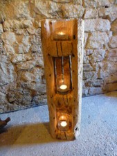 Windlicht Unikat aus altem Holzbalken Stele Altholz Balkenlicht 69 cm Laterne