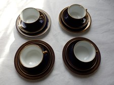 Romanov Genuine Cobalt Collection: 4x Kaffee /Teetasse Untertasse & Kuchenteller