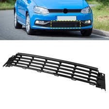 Schwarz Stoßstange Gitter Vorne Mitte mit Chromleiste für VW Polo 6R 2014/5-2017