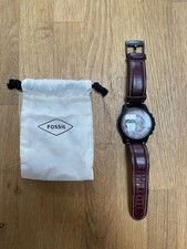 Fossil Herren-Armbanduhr FS5088 Chronograph Braun Leder Armband Gebraucht