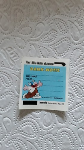 Hanuta abziehbild dank notiz - hanuta,