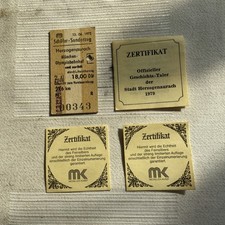 1972 Schüler-Sonderzug Ticket, 1979 Geschichtstaler, 2x Zertifikat Feinsilber