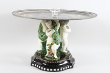 Q10R61- Jugendstil Keramik Figurengruppe mit aufmontierter Metallplatte Wien (?)