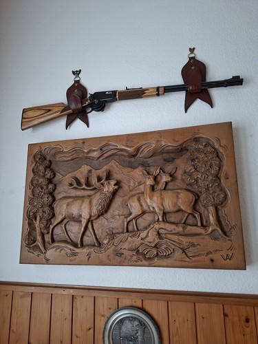 Holzbild geschnitzt jagdmotiv - holzbild,