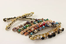 Haarspange Haarklammer Barrette Haarschmuck Faden/gold Strass Glasperlen A464