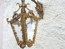 Schicke Sternschliff Wandlampe ~ Wandleuchte Messing / Glas Landhaus Villa