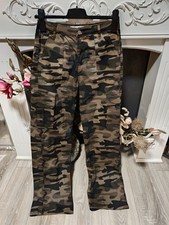 Bikelife Damen Cargo Jeans Hose Weites Bein High Waist Hoher Bund Camouflage  40