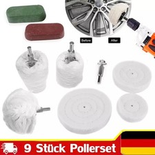 9Tlg Chrom-Alu Felgen Polierset Polierscheibe Politur Polierköpfe Polierpaste DE