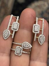 Solitär Diamant Ring Set Damen Ring Ohrringe Set 925 Silber 585 Gold pl