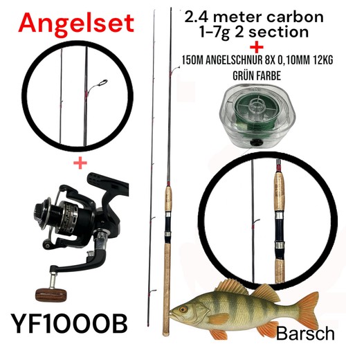 Angelset carbon spinnrute - 2,4m,