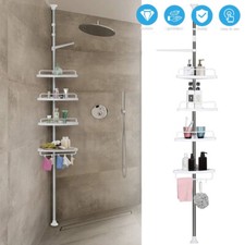 Edelstahl Teleskop Duschregal Eckregal Höhenverstellbar Badregal Silber 4Ablagen
