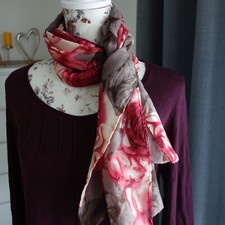 Schal Tuch Halstuch rot braun Rosen Damen neu